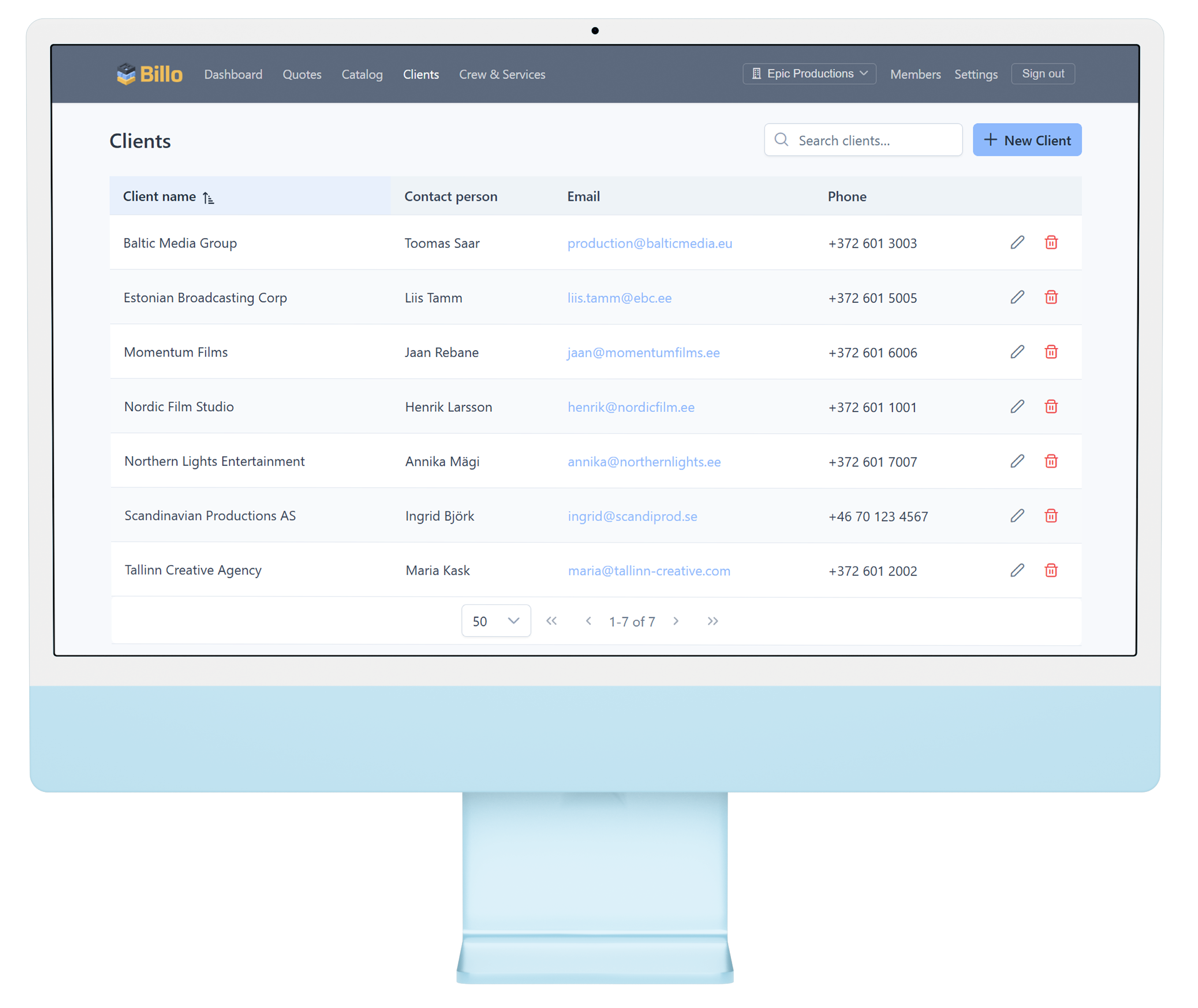 Client directory for reusable contact details